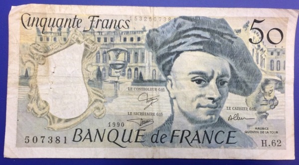 Billet 50 francs Quentin de la tour 1990
