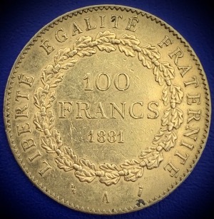 100 Francs or Génie 1881 A Paris