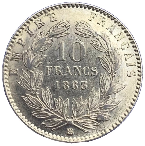 10 Francs or Napoléon III Tête Laurée 1863BB