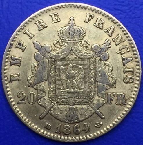 Monnaie Or, 20 Francs Or, Napoléon III Tête Laurée, 1864 BB, Strasbourg