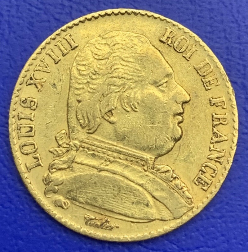 20 Francs Or Louis XVIII 1815 A Buste Habillé