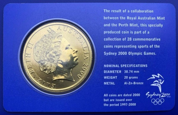 Australie, 5 Dollars Elisabeth 2, Sydney 2000, Taekwondo
