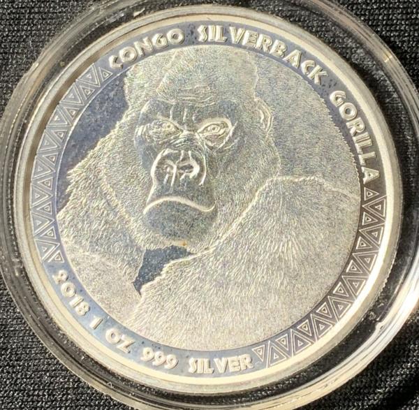 1 Oz Argent 5000 Francs CFA Gorille à dos argenté du Congo