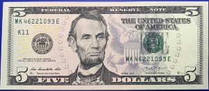 Etats-Unis, Billet 5 dollars Dallas 2013, Lincoln, Neuf