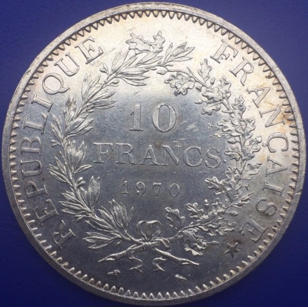 Monnaie Argent, France, 10 Francs Hercule 1970