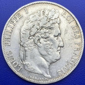 Pièce argent, France, Louis Philippe I, 5 francs, 1847 A