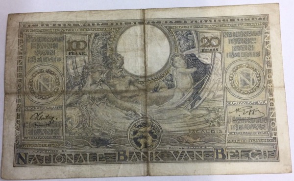 Billet 20 Belgas 100 francs 1941 Belgique