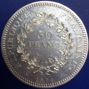 50 francs Hercule argent 1974 avers 20 francs