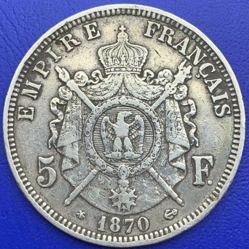 5 francs Napoléon III Empereur 1870 A