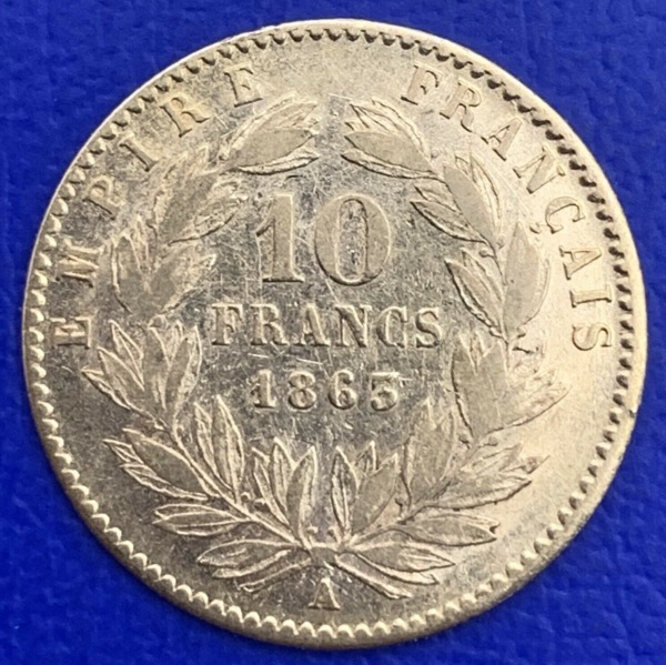 10 Francs or Napoléon III Tête Laurée 1863A