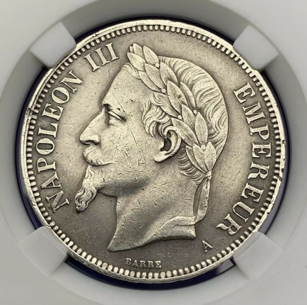 Pièce argent 5 Francs Napoléon III Tête Laurée 1870A TTB