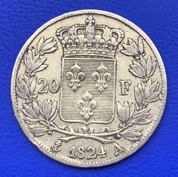 20 Francs or Louis XVIII Buste Nu 1824 A