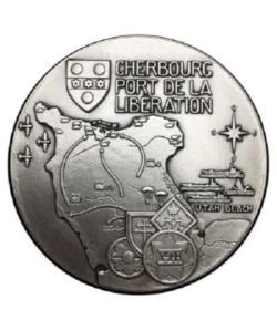 Médaille Cherbourg port de la liberation bronze argenté