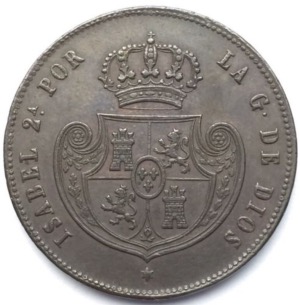 Espagne Isabel II Medio Real 1848 Madrid