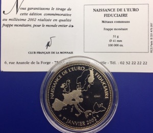 Médaille Naissance de L'Euro Fiduciaire - 2002