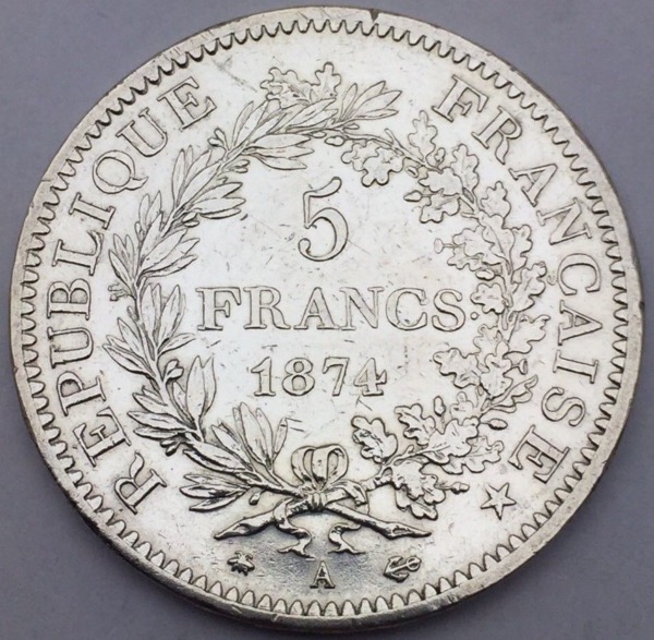5 Francs Hercule 1874 A 