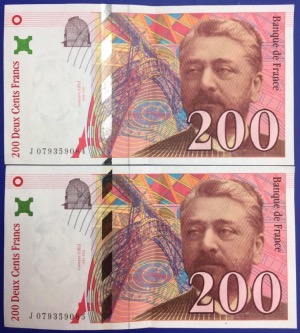 Billet 200 francs Gustave Eiffel 1999 CONSÉCUTIFS