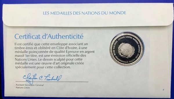 Médaille Argent massif des nations du Monde - CÔTÉ D’IVOIRE