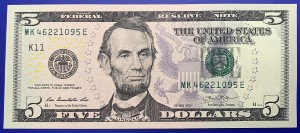 Etats-Unis, Billet 5 dollars Dallas 2013, Lincoln, Neuf