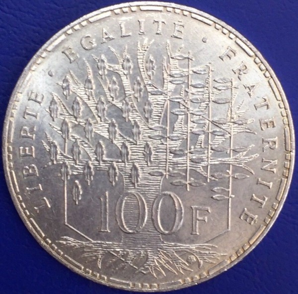 Monnaie, France, Zola,100 francs argent Panthéon 1983