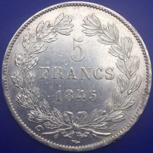 Monnaie Argent, 5 Francs Louis Philippe Ier 1845 W