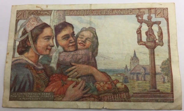 Billet 20 francs Pêcheur 5-7-1945