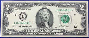 USA, Billet 2 dollars * STAR NOTE 2013 San Francisco, Jefferson, Neuf