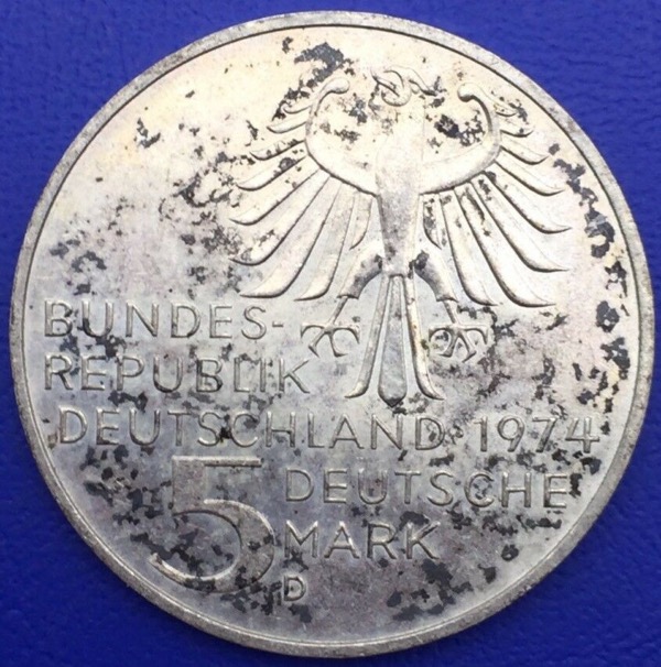 Monnaie argent, Allemagne, 5 Mark 1974, Immanuel Kant