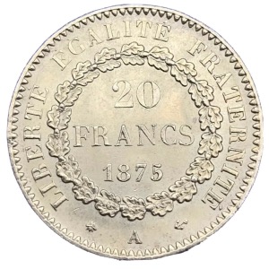 20 Francs or Genie 1875 A
