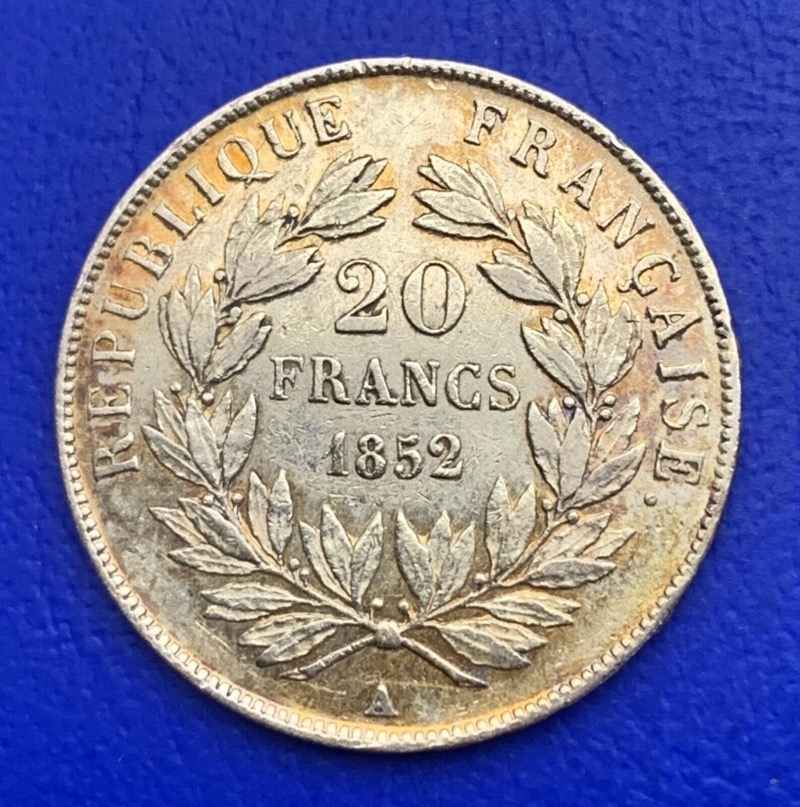 20 Francs or Louis Napoléon Bonaparte 1852 A