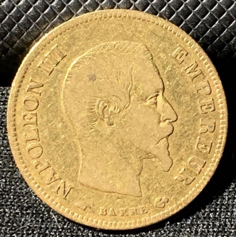 10 Francs or 1857 A Napoléon III Tête nue