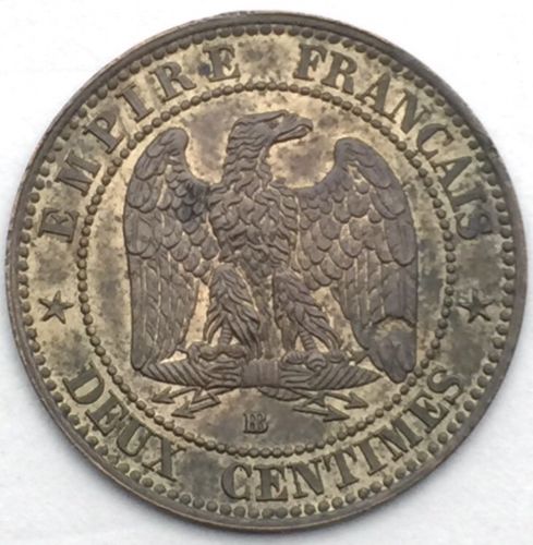 2 centimes Napoléon III tête laurée 1855 BB
