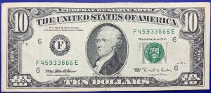 Etats-Unis, Billet 10 dollars Atlanta 1995, Hamilton