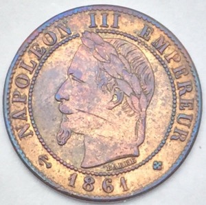 1 centime Napoléon III tête laurée 1861 BB