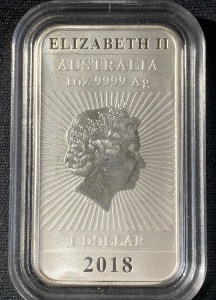 Lingot Argent 1 oz 9999 Dragon Australie 2018 sous capsule