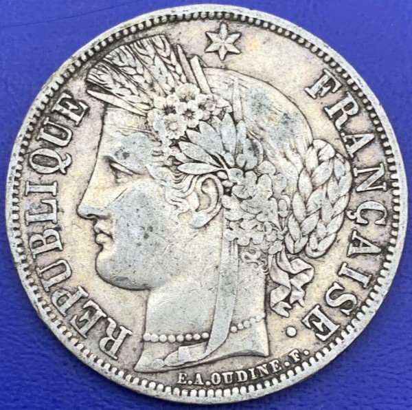 5 francs Cérès 1870 A Sans Légende argent 