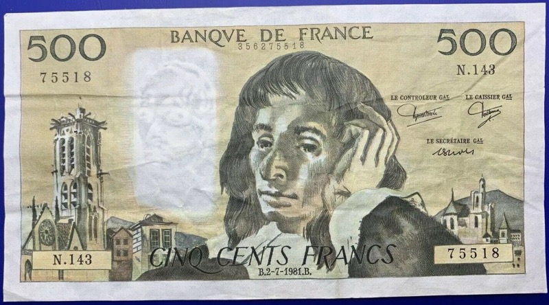 Billet 500 Francs Pascal 2-7-1981