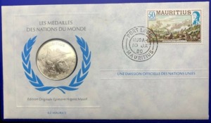 Médaille Argent massif des nations du Monde - ÎLE MAURICE