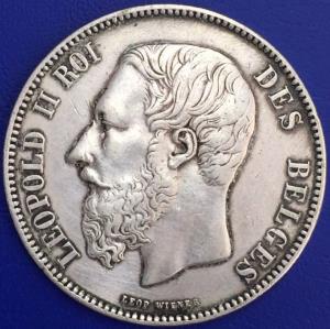 5 Francs Léopold II 1870 argent