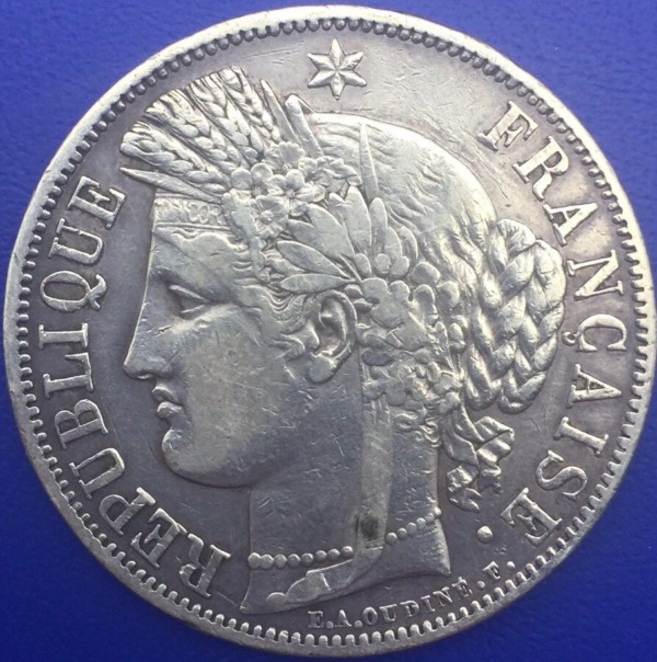 Monnaie Argent, 5 Francs CERES 1849 A Paris 