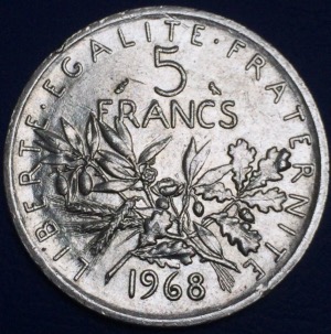 5 francs Semeuse 1968 argent