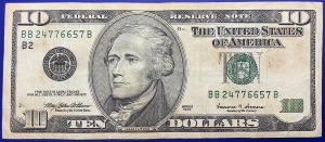 Etats-Unis, Billet 10 dollars New-York 1999, Hamilton