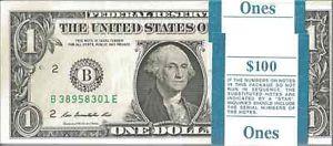 Etats-Unis Liasse 100 x 1 dollar Neuf 2017 Consécutifs (A) BOSTON