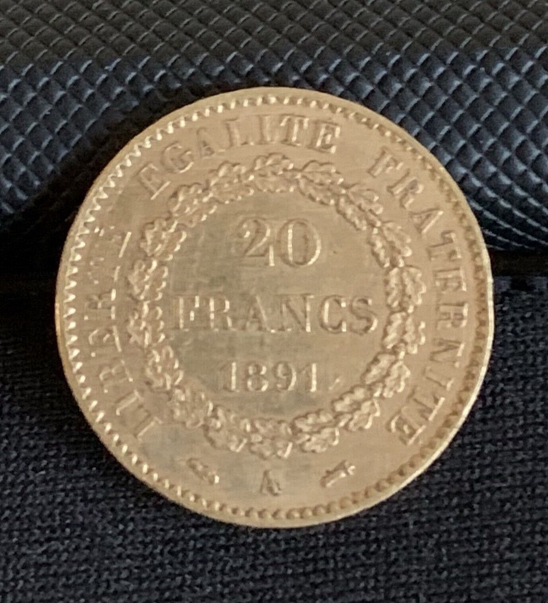 20 Francs Or Génie 1891 A