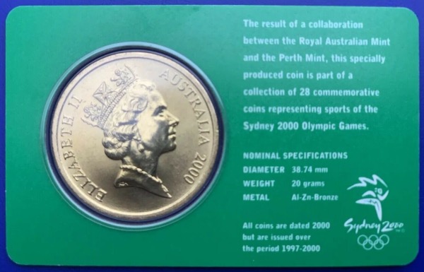 Australie, 5 Dollars Elisabeth 2, Sydney 2000, Cycling