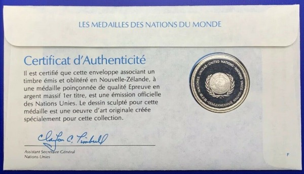 Médaille Argent massif des nations du Monde - NOUVELLE ZÉLANDE