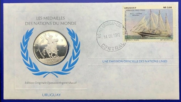 Médaille Argent massif des nations du Monde - URUGUAY