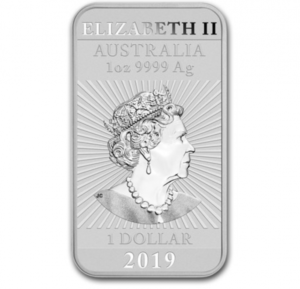 Lingot 1oz 31,1g argent pur Australie 2019, 1 dollar Elisabeth 2 Dragon Chinois