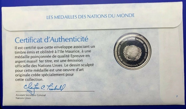Médaille Argent massif des nations du Monde - ÎLE MAURICE