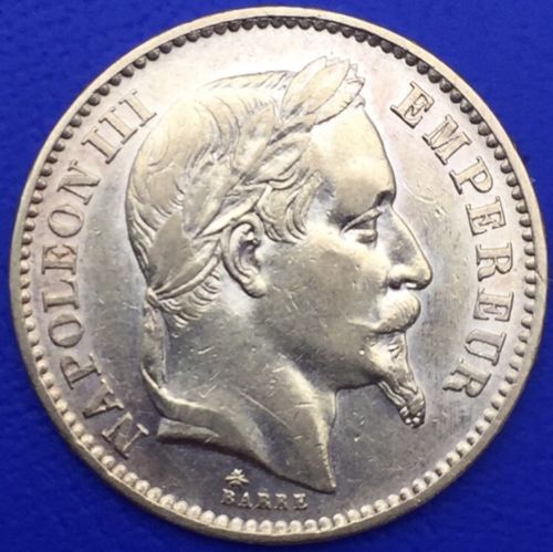 20 Francs or Napoleon III Tete laurée 1867 A